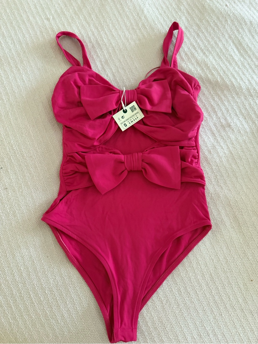 Zara Hot Pink Bow One-Piece Swimsuit